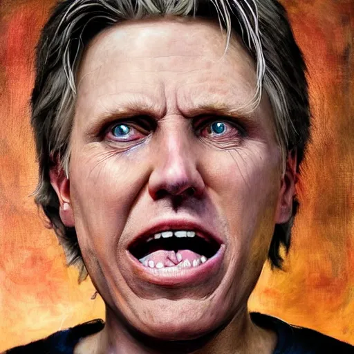 Image similar to hyperrealistic mixed media high resolution painting of Gary Busey Emperor !Star Wars!, stunning 3d render inspired art by Jamie Salmon and WForrest and Greg Rutkowski, perfect facial symmetry, dim volumetric lighting, 8k octane beautifully detailed render, full body shot, post-processing, extremely hyper-detailed, intricate, epic composition, highly detailed attributes, highly detailed atmosphere, cinematic lighting, masterpiece, trending on artstation, very very detailed, masterpiece, stunning, flawless completion, lifelike texture, perfection,