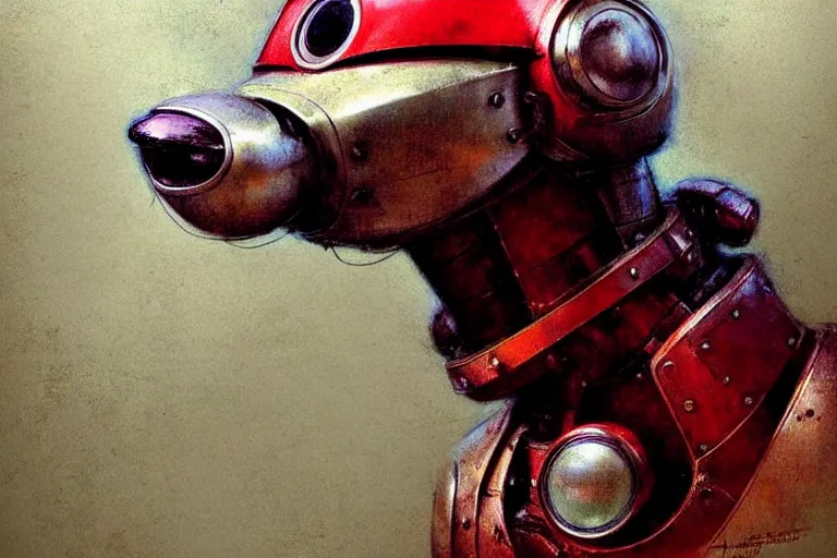 Image similar to adventurer ( ( ( ( ( 1 9 5 0 s retro future robot android dog. muted colors. ) ) ) ) ) by jean baptiste monge!!!!!!!!!!!!!!!!!!!!!!!!! chrome red