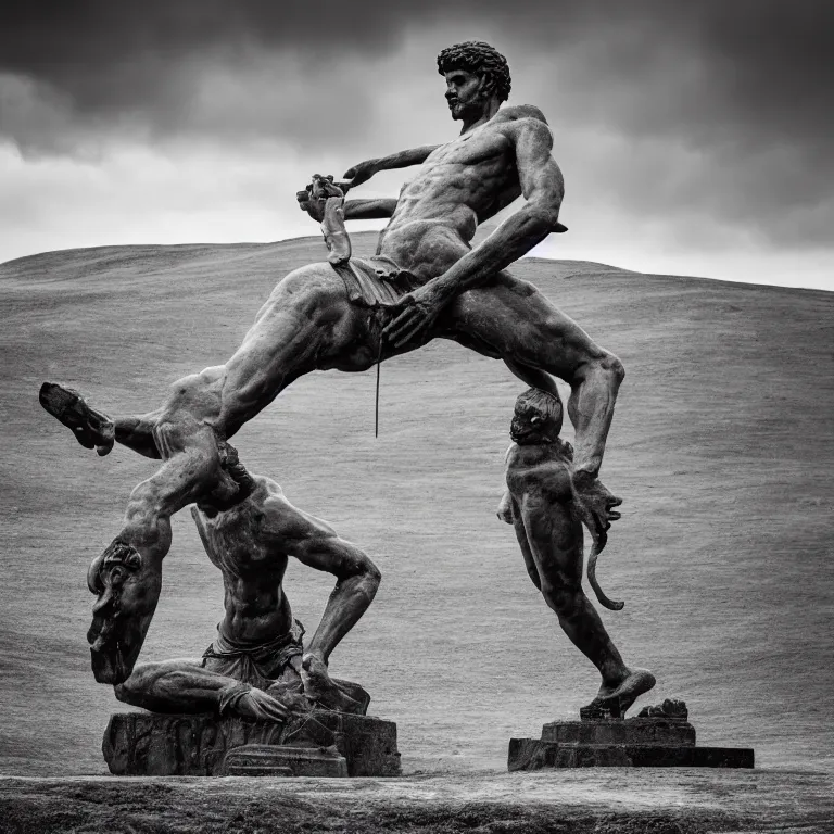 Prompt: Award winning photography of the Statue of David by David Yarrow