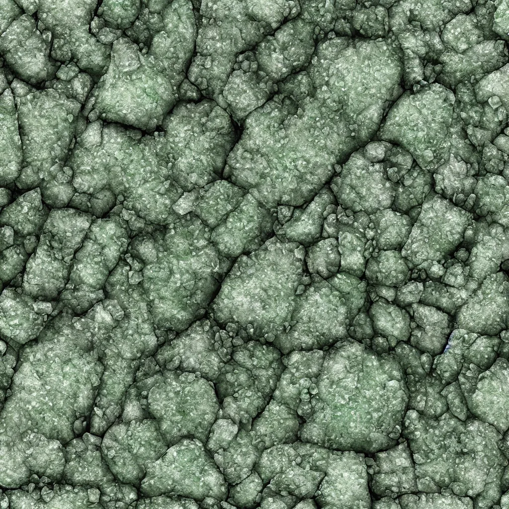 Image similar to long green crystals sticking out of the rock surface, detailed ground terrain albedo texture, flat, 2 d texture, seamless