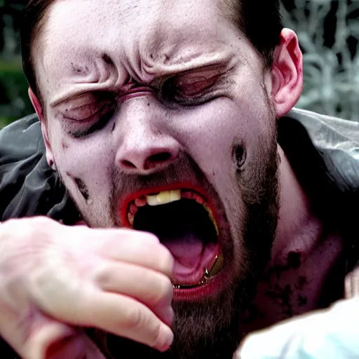 Prompt: Elliot Anderson, screaming in agony, horror scene, dramatic, close up shot