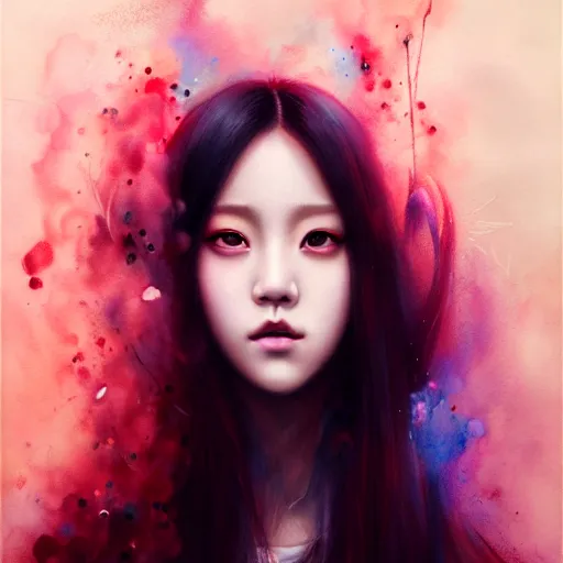 Image similar to jisoo of blackpink, hyperrealistic portrait, by karol bak and agnes cecile, fantasy art, photo realistic, dynamic lighting, artstation, poster, volumetric lighting, very detailed face, intricate complexity, rule of thirds, 8 k, award winning