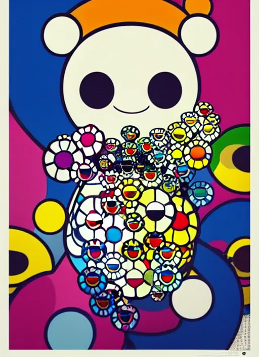 Image similar to a picture of a sticker that says stay weird, a screenprint by takashi murakami, trending on behance, funk art, concert poster, poster art, art