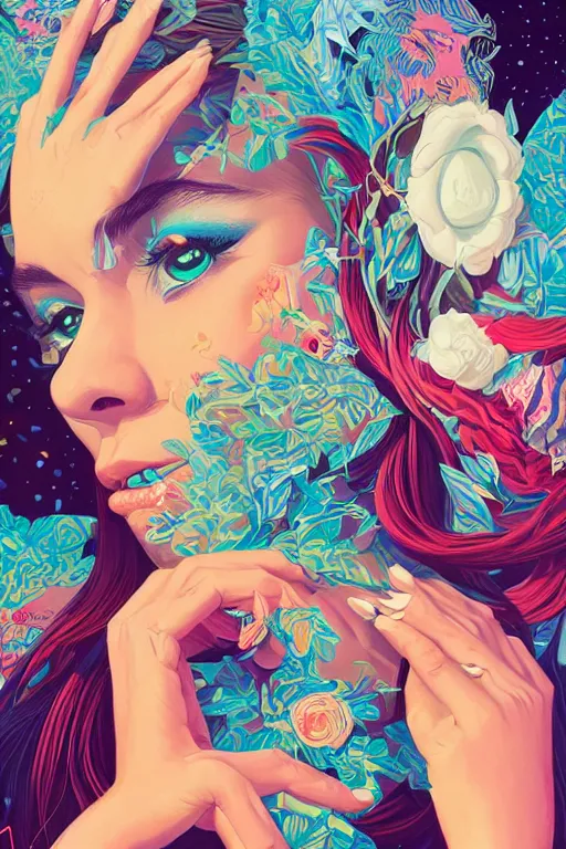 Image similar to a beautiful girl smiling, Tristan Eaton, victo ngai, artgerm, RHADS, ross draws