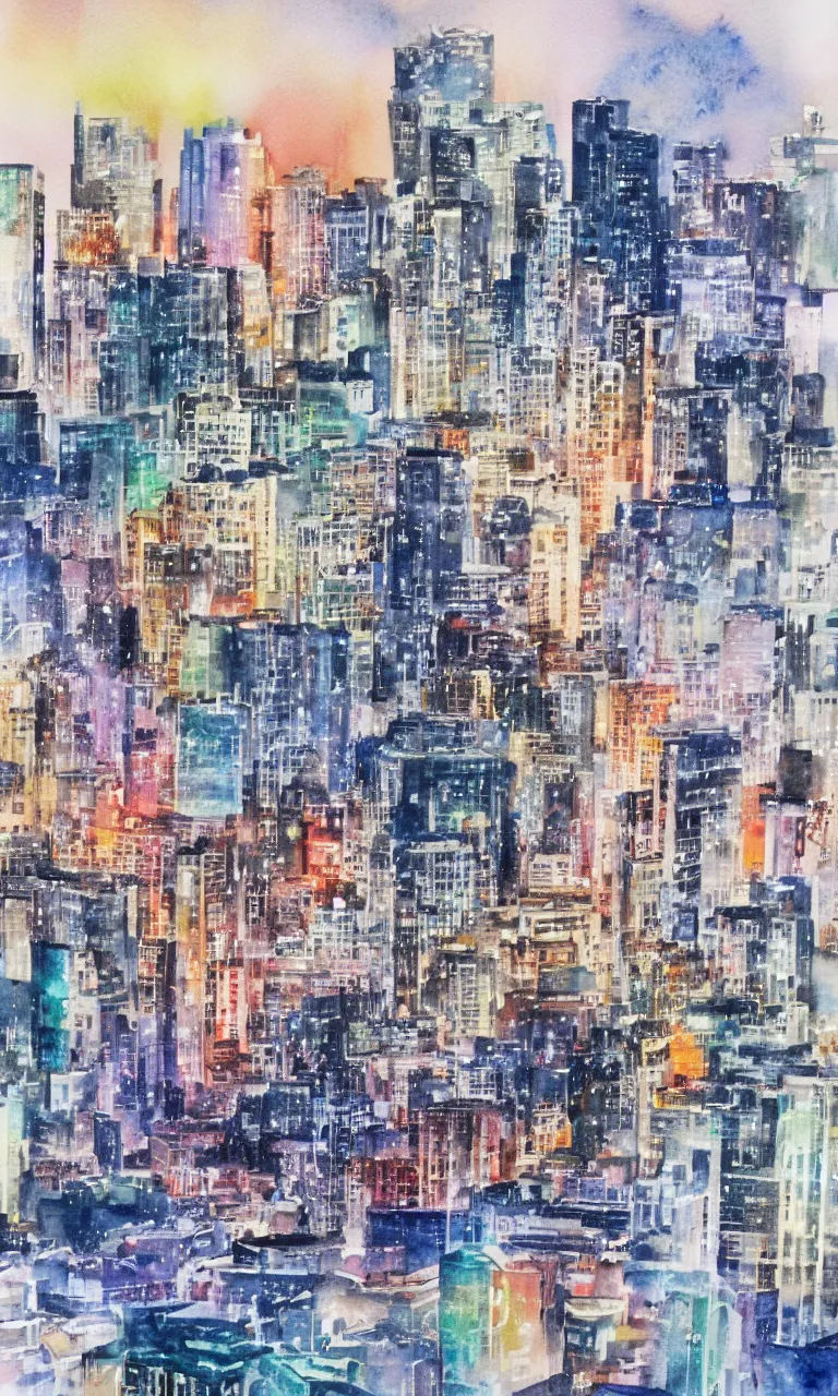 Prompt: city of tokyo, watercolor