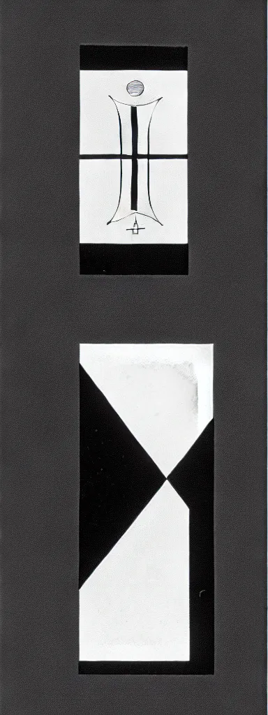 Prompt: minimal geometric tarot card by karl gerstner, black and white monochrome, bordered, centered, in frame, 8 k scan