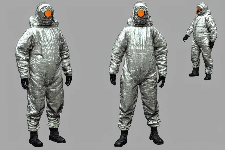 Prompt: hazmat suit soldier, concept art, 3d model, art by Moebius