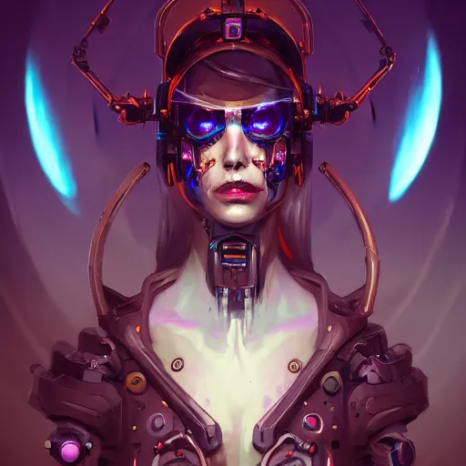 Prompt: a portrait of a beautiful cybernetic queen of the undead, cyberpunk concept art by pete mohrbacher and wlop and artgerm and josan gonzales, digital art, highly detailed, intricate, sci-fi, sharp focus, Trending on Artstation HQ, deviantart, unreal engine 5, 4K UHD image