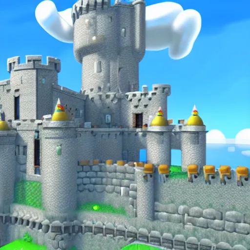 Prompt: Super mario 64 castle, rendered in unreal engine, hyper detailed, wide view