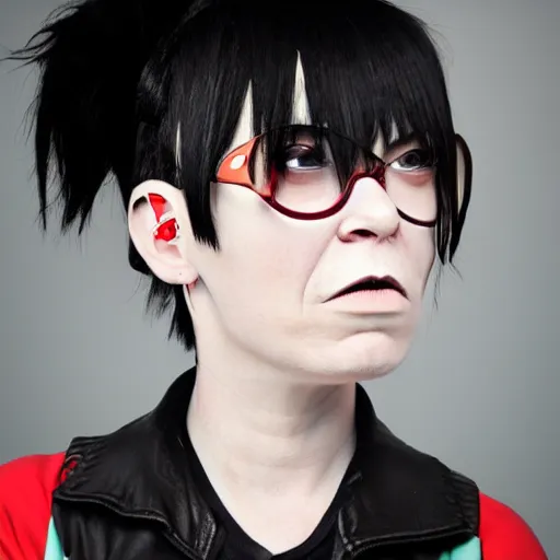 Image similar to Award winning portrait photography of Noodle from gorillaz as a human