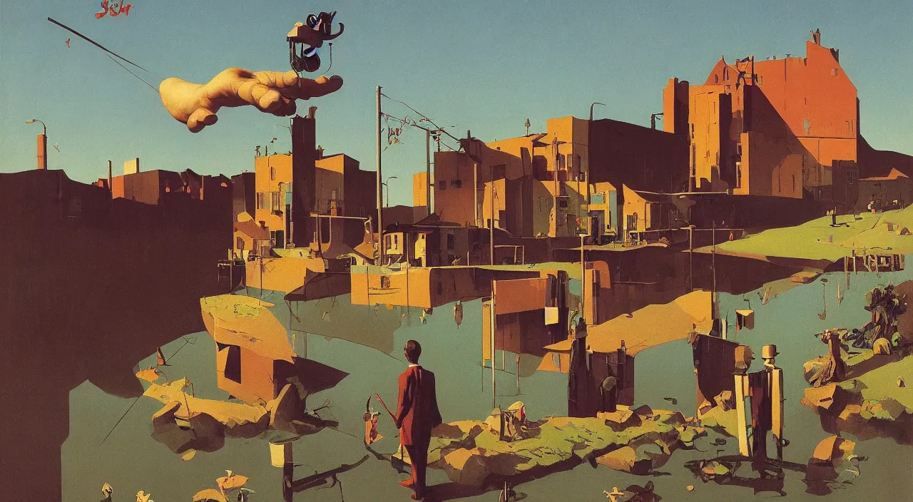 Prompt: single! flooded simple wooden arm, very coherent and colorful high contrast!! masterpiece by rene magritte simon stalenhag carl spitzweg syd mead norman rockwell edward hopper james gilleard, minimalist, dark shadows, sunny day, hard lighting