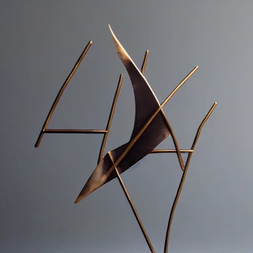 Prompt: minimalist abstract bronze and obsidian sculpture of a flame