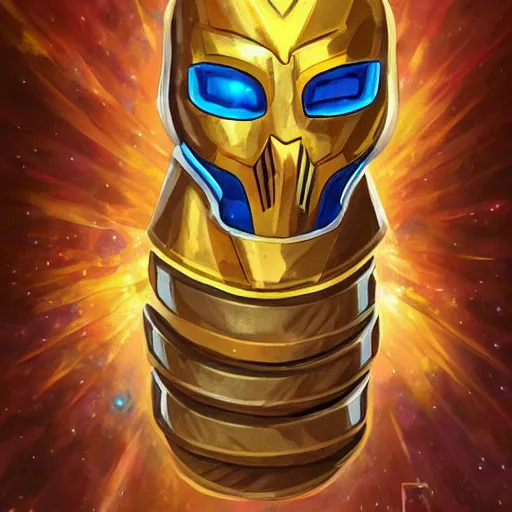 Image similar to Infinity Gauntlet with no stone, war theme gauntlet, fantasy gauntlet of warrior, fiery coloring, hearthstone art style, epic fantasy style art, fantasy epic digital art, epic fantasy card game art