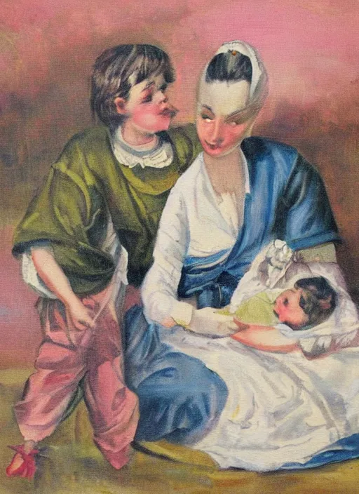 Prompt: a vintage painting of the lullaby