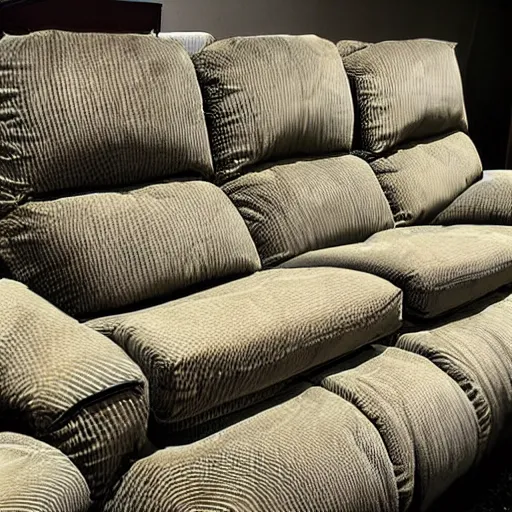 Image similar to infinite fractal pattern made of couches and recliner chairs