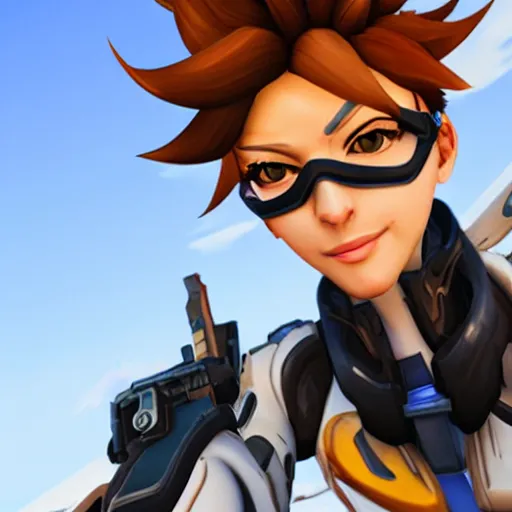 Prompt: tracer from overwatch smartphone selfie