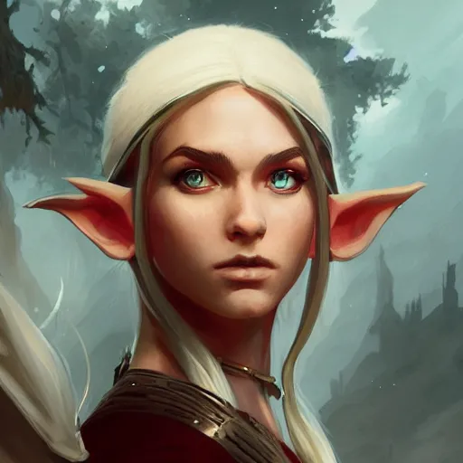 Prompt: Portrait of a young elf wizard, epic, cinematic, art by artgerm and greg rutkowski, trending on artstation