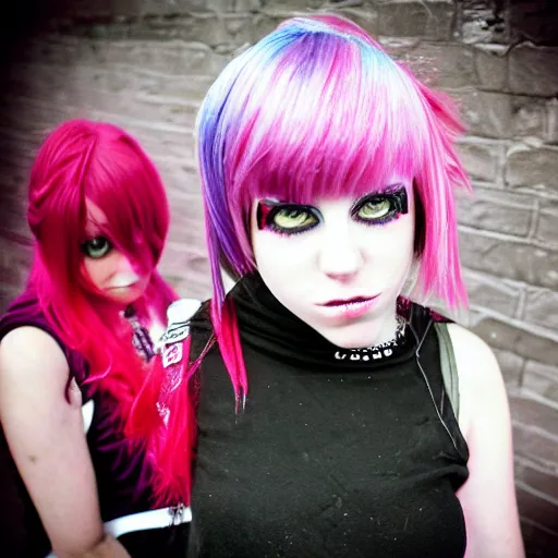 scene girls with pink hair