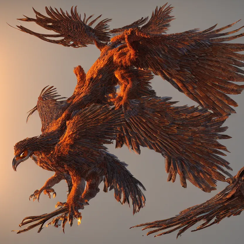 Image similar to Intricate detailed photo of dramatic phoenix bird with spread wings by James Gurney, unreal engine, Trending on artstation.