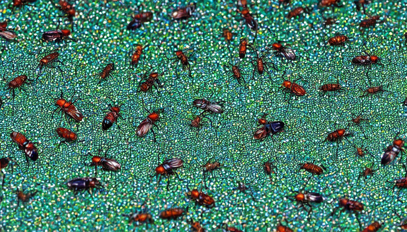 Prompt: insects eyes reflecting the landscape, full colour, upscale, 8 k, masterpiece