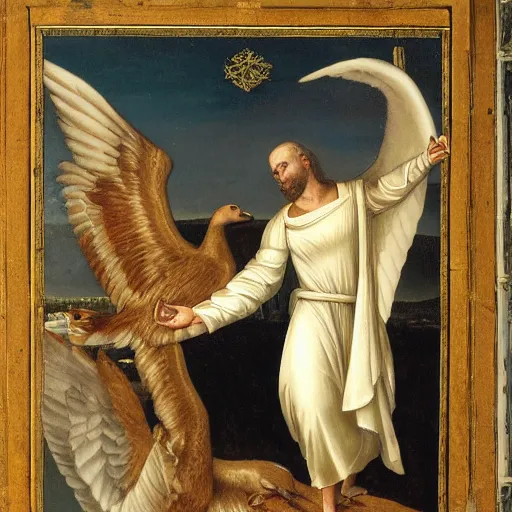 Prompt: goose ascending to godhood through applied theology