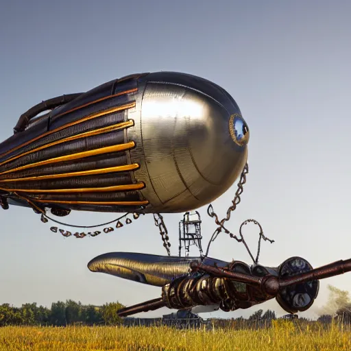 Prompt: steampunk airship Canon DSLR 35mm 8k product photo