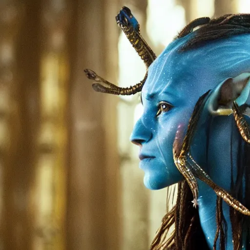 Prompt: Still of Emma Watson in Avatar movie