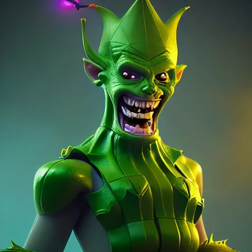 Image similar to clash royale green goblin, by tom bagshaw and ilya kuvshinov, rtx rendering, octane render 1 2 8 k, maya, extreme high intricate details by wlop, digital anime art by ross tran, medium shot, composition by sana takeda, dramatic lighting by greg rutkowski