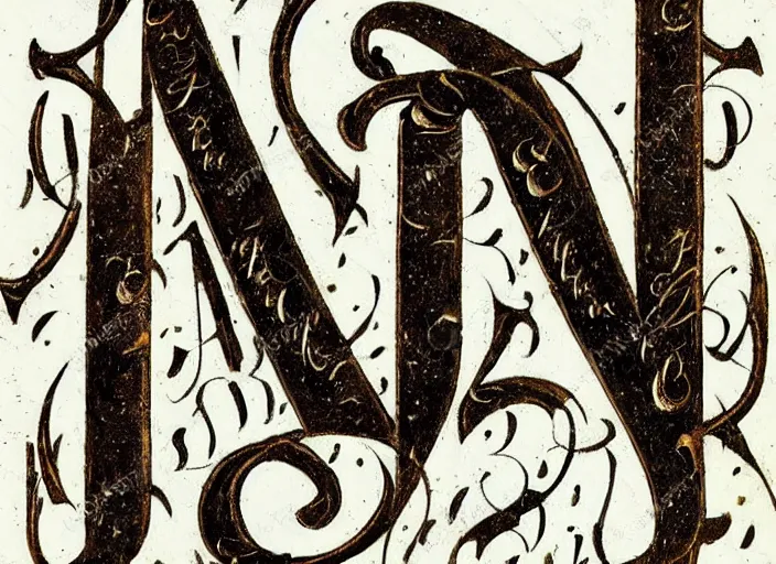 Image similar to beautiful handwriting style lettering, medieval blackletter, decorative, initial letter a