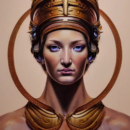 Image similar to hyperrealistic mixed media painting of beautiful goddess Athena, stunning 3d render inspired art by P. Craig Russell and Barry Windsor-Smith, perfect facial symmetry, dim volumetric lighting, full full full full face face face face face 8k octane beautifully detailed render, post-processing, portrait, extremely hyper-detailed, intricate, epic composition, brown brown brown eyes eyes eyes eyes, realistic realistic realistic eyes, cinematic lighting, masterpiece, trending on artstation, detailed detailed detailed, masterpiece, stunning