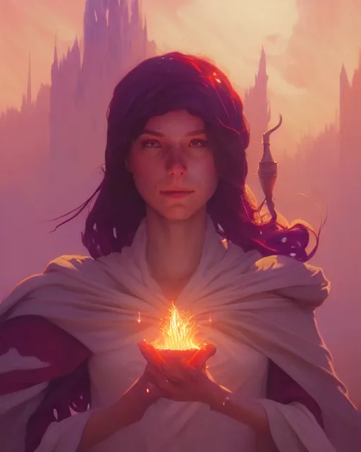 Prompt: highly detailed vfx portrait of a mage casting magic, unreal engine, greg rutkowski, loish, rhads, beeple, makoto shinkai and lois van baarle, ilya kuvshinov, rossdraws, tom bagshaw, alphonse mucha, global illumination, detailed and intricate environment