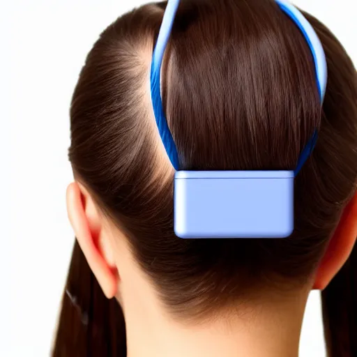 Image similar to usb cable plugged in, back of head, woman, computer, hair clip