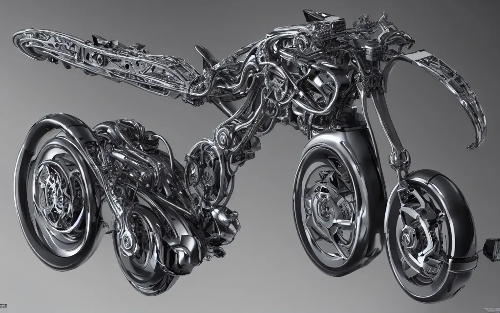 Image similar to futuristic bike design powered by magnetic and gravitational forces by mercedes - benz, wide shot, front camera view, ultra realistic, concept art, intricate details, eerie, highly detailed, photorealistic, 8 k, unreal engine