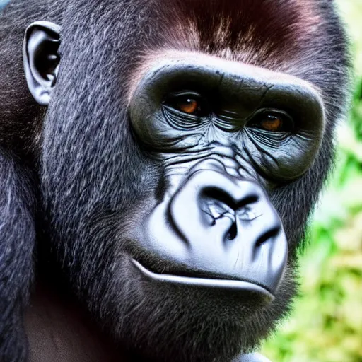 Image similar to high quality photo of A gorilla wearing the mask from jim carrey movey, realism, 8k, award winning photo