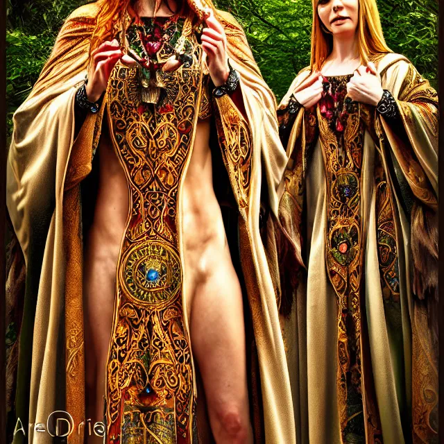 Image similar to beautiful druid ornate robes, highly detailed, 4 k, hdr, smooth, sharp focus, high resolution, award - winning photo, anne stokes, photorealistic, hyper realistic