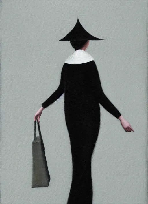 Image similar to a painting of a gorgeous woman walking toward the camera, in the style of gertrude abercrombie, digital art