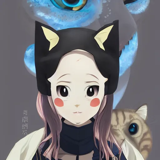 Image similar to portrait of phony in the cat mask, anime fantasy illustration by tomoyuki yamasaki, kyoto studio, madhouse, ufotable, trending on artstation