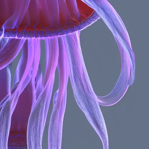 Prompt: side view a group of halitrephes maasai jellyfish growing form tree branch, c 4 d, 8 k cleaning future, highly quality penetrating feeling bright light, cg, cyberpunk