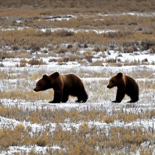 Image similar to Award Winning Nature photo Brown Bear Mothers Rabbits in snow in the mexican desert