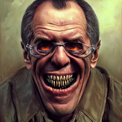 Image similar to sergey lavrov, is evil gremlin, rotten teeth, horror, macabre by donato giancola and greg rutkowski and wayne barlow and zdzisław beksinski, realistic face, digital art