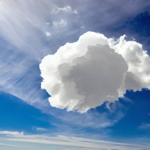 Prompt: ethereal giant white lion cloud in a heavenly blue sky