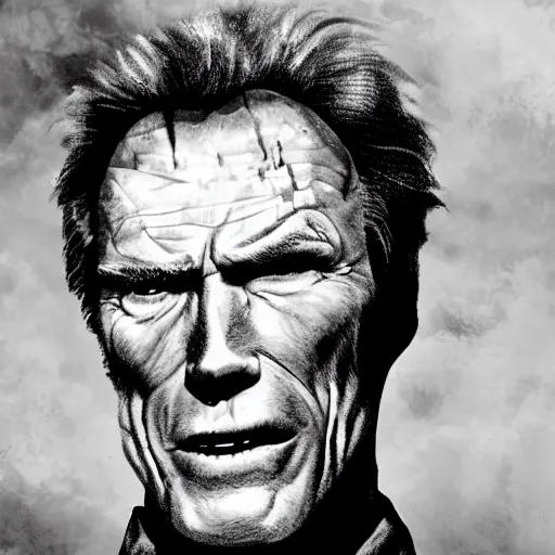 Image similar to clint eastwood as leatherface.