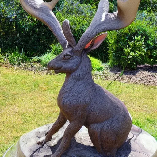 Image similar to A statue of a Jackalope