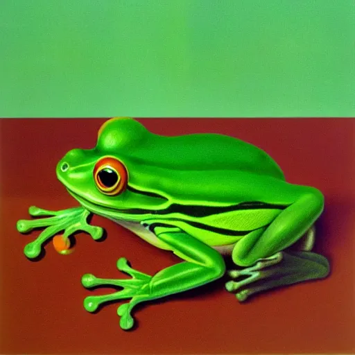 Image similar to cute frog by René Magritte, detailed, 4k