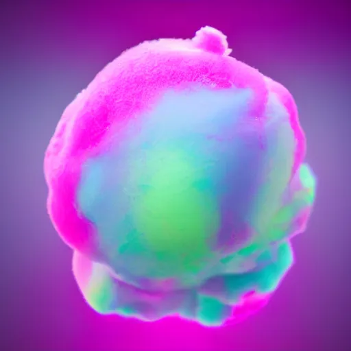 Image similar to cotton Candy grenade, centered, product shot, airy, iridescent lighting, gradient background