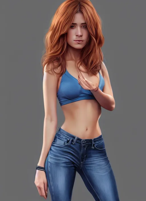 Image similar to full body portrait of a beautiful young woman, photorealistic, hair down to waist, sharp focus, in the style of Kevin Kostic, Stephen Lau and artgerm, hyper sharp focus, 8k highly detailed