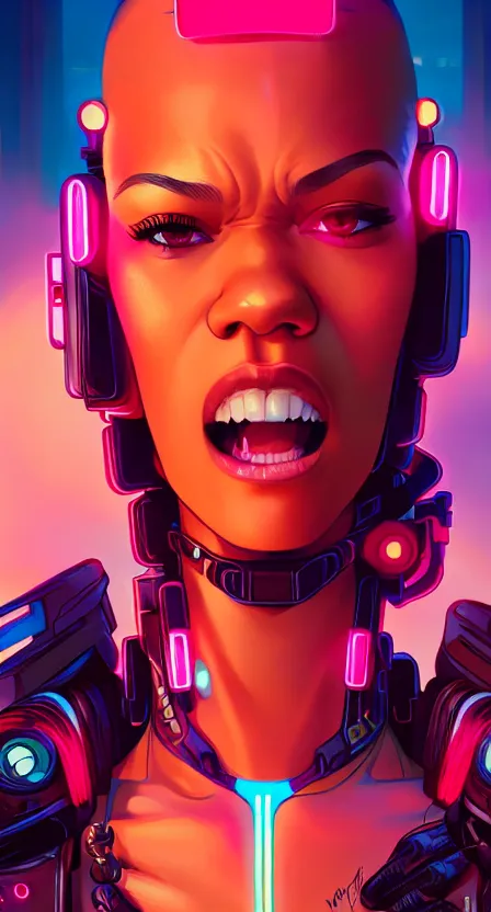 close up of zendaya with a cyberpunk mohawk, giggling, | Stable ...
