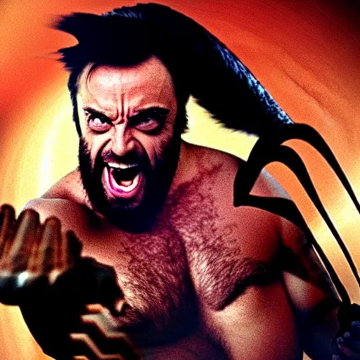 Image similar to danny devito wolverine action pose