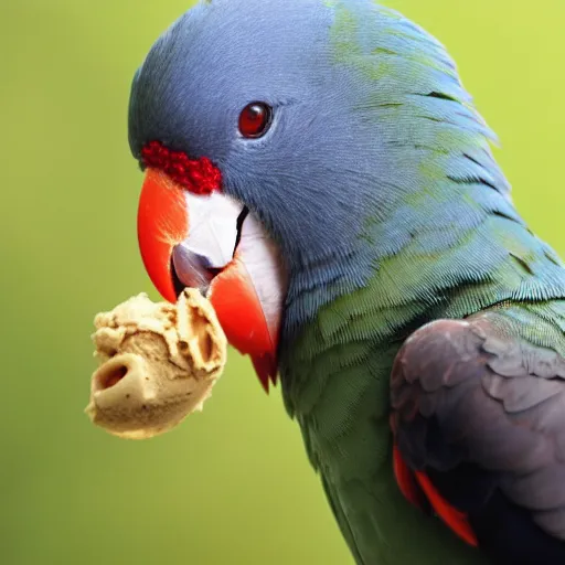 Image similar to a lovebird parrot nibbling an ice cream