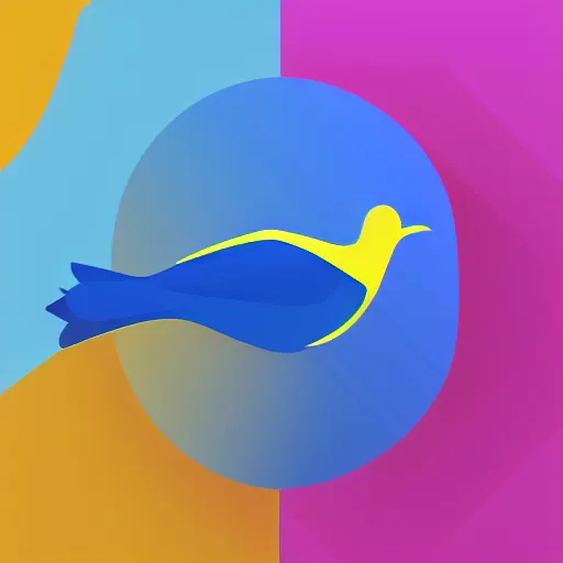 Image similar to Bird icon, material design, blue and yellow